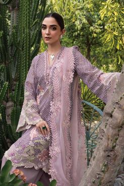 6 B LAVENDER Luxury Lawn Embroidery Suit With Fancy Embroidery Dupatta