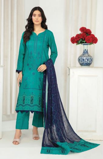 Bana Dora viscose embroidery suit with chiffon embroidery dupatta