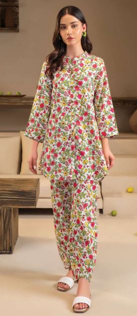 U3693 WHITE Printed Khaddar Shirt 1pc