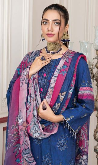 Viscose embroidery suit with chiffon dupatta