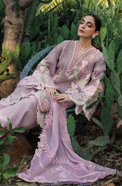 6 B LAVENDER Luxury Lawn Embroidery Suit With Fancy Embroidery Dupatta