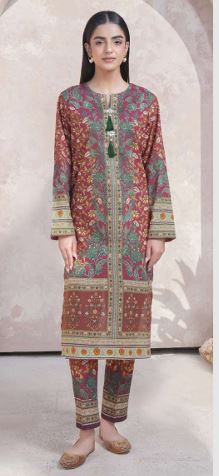 U4292 RED Printed Lawn Suit 2pc