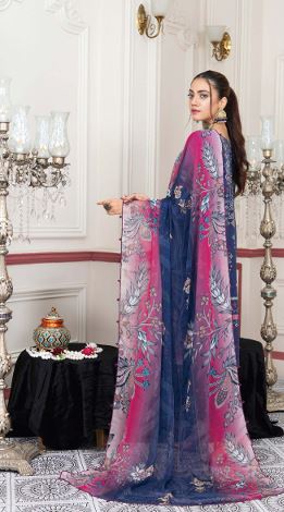 Viscose embroidery suit with chiffon dupatta