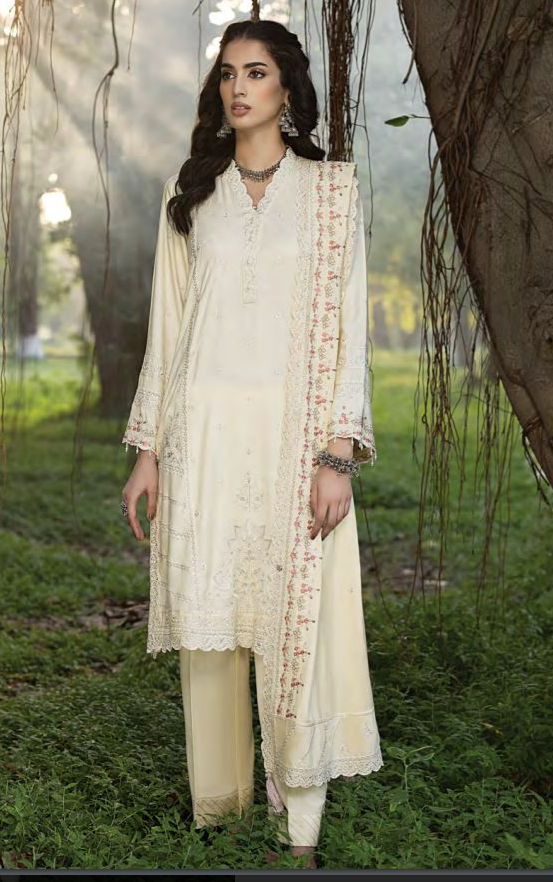 LAKHANY Peach Pashmina Embroidery Suit with Luxury Winter Embroidery Shawl