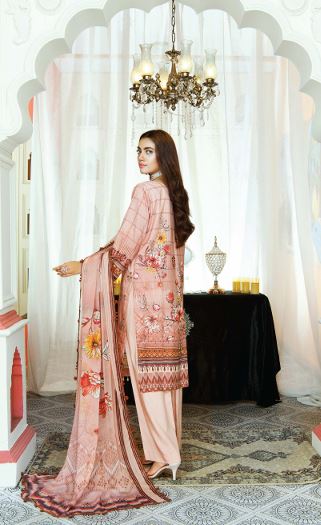 Viscose embroidery suit with chiffon dupatta