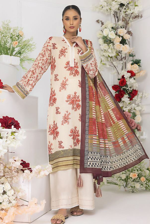 LAKHANY Lawn Printed Suit with Lawn Print Dupatta 3PC Unstitched