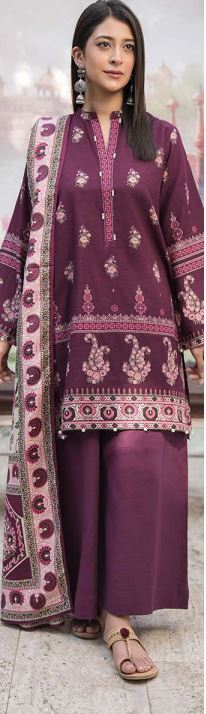 WUW24E30390 Digital Printed Khaddar Suit with Pashmina Shawl 3pc