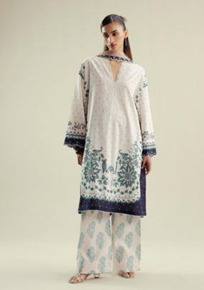 COCO ZS MUISE -02 B Digital Printed Slub Cotton Suit With Digital Printed  Silk Dupatta