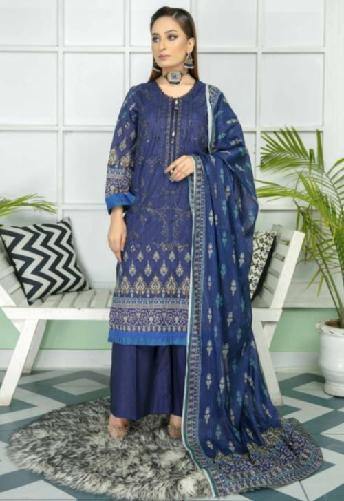 Lawn embroidery suit with digital fancy dupatta