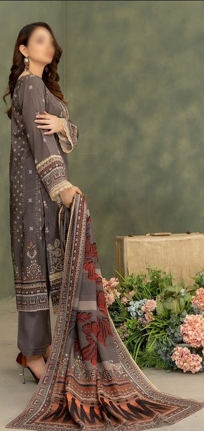 Dora Lawn embroidery suit with voil printed dupatta