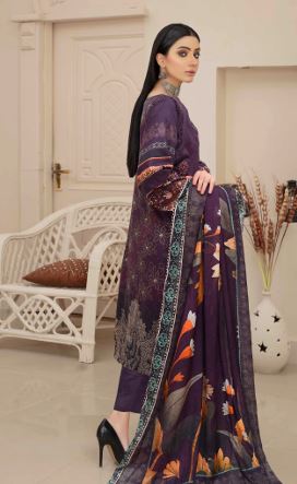 BLOSSOM V/2 01 Viscose embroidery suit with viscose print dupatta