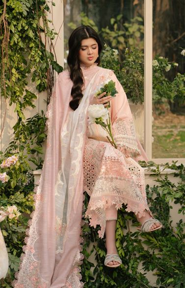 FREESIA BIN ILYAS 101 A Dyed Lawn Borer Embroidered Shirt With Dyed Embroidered Dupatta 3 PC