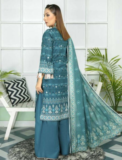 Lawn embroidery suit with digital fancy dupatta