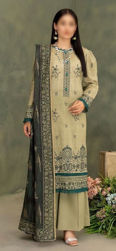 Dora Lawn embroidery suit with voil printed dupatta