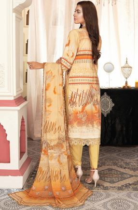 Viscose embroidery suit with chiffon dupatta