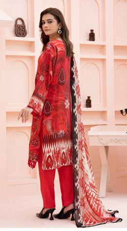 AIN ALIF V/361 01 Printed And Embroidered Viscous Bana Dora With Diamond  Dupatta And Fine Plain Trousers