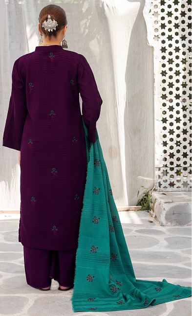 Pashmina Embroidery suit with contrast Pashmina Embroidery Shawl