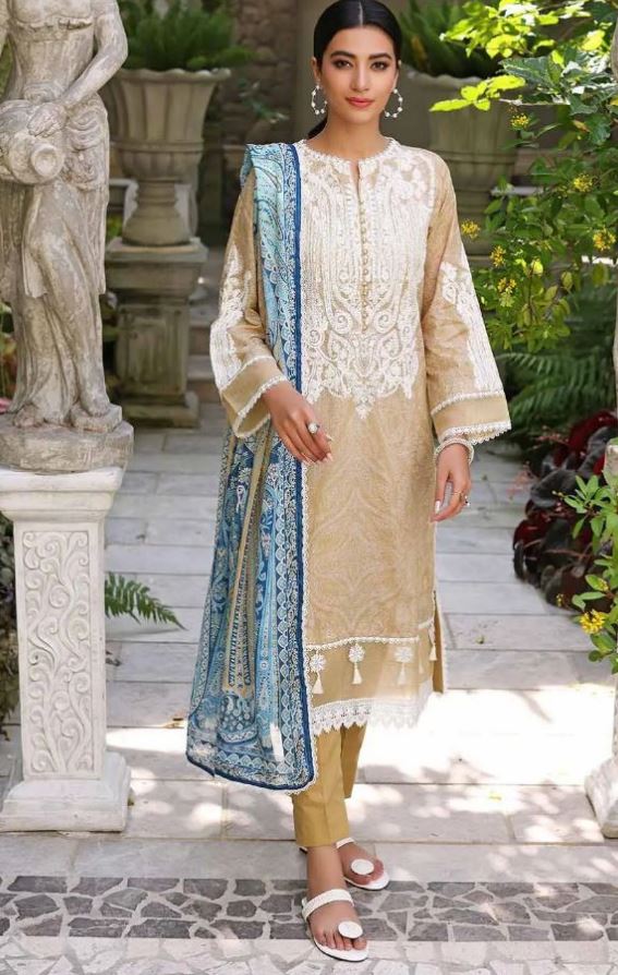 GUL AHMED 3PC Embroidered Lawn Unstitched Suit