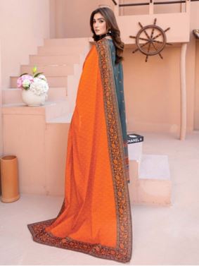 Lawn Embroidery suit with fancy Dupatta