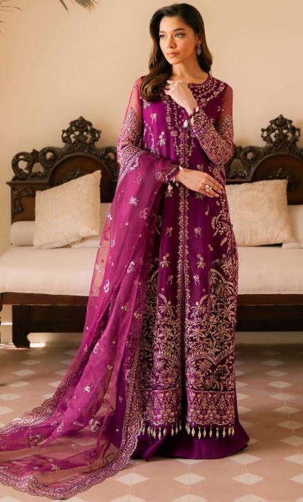 HONORA=ORGANZA EMBROIDERED SUIT WITH ORGANZA EMBROIDERED DUPATTA 3PC