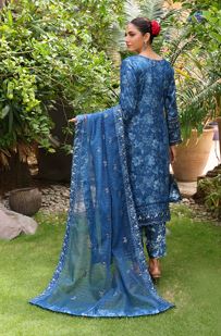 HERMOSA CREATION D 05 Semi Stitched Fancy Embroidered Suit with Fancy Embroidered Dupatta  With Complimentary Jewellery and Clutch