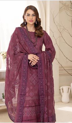 NAZNEEN AALAYA V/2 01 Luxury Lawn Embroidery Suit With Crinkle Embroidery Dupatta