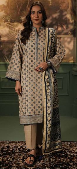 WUW24E30392 Digital Printed Khaddar Suit with Pashmina Shawl 3pc