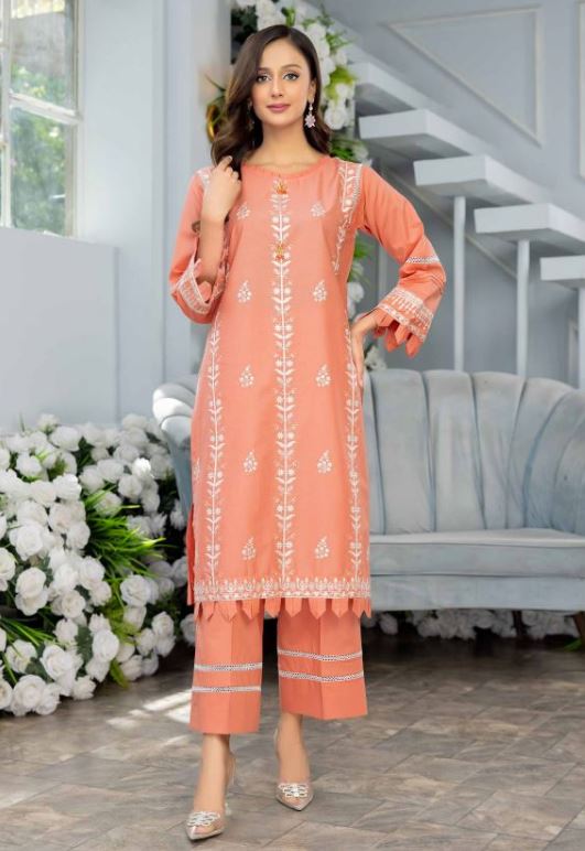 ALAYA ZAUQ Lawn Embroidery Shirt with Plain Trouser 2PC