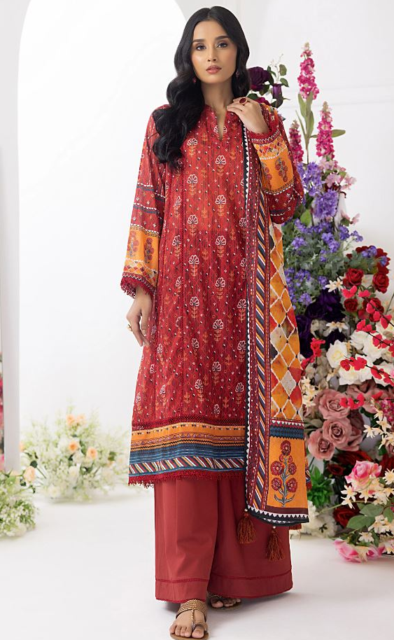 LAKHANY Lawn Printed Suit with Lawn Print Dupatta 3PC Unstitched