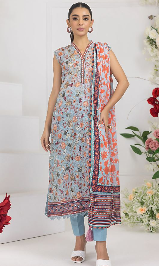 LAKHANY Lawn Printed Suit with Lawn Print Dupatta 3PC Unstitched