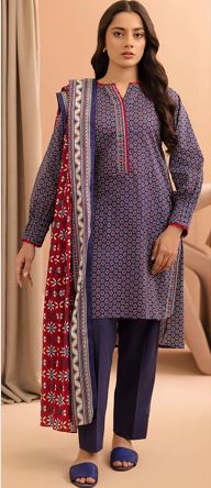 WUS25X30246 Digital Printed Textured Lawn Suit 3PC