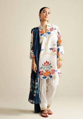 COCO ZS LOOM -03 A Digital Printed Slub Cotton Suit With Digital Printed  Silk Dupatta