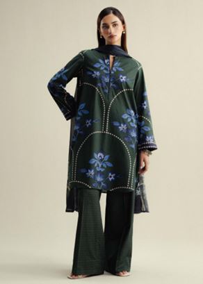 COCO ZS LOOM -03 B Digital Printed Slub Cotton Suit With Digital Printed  Silk Dupatta