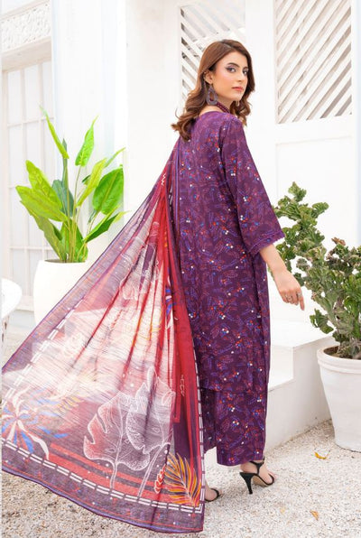 Allover print bana Dora viscose print suit with slub dupatta