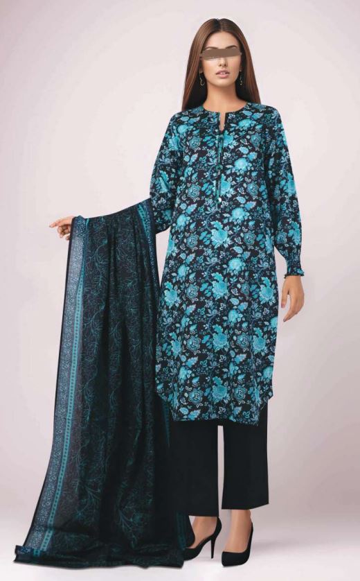 SAYA V/2 U01-24359-06A Lawn print 3 piece suit with lawn Dupatta