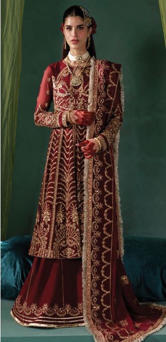 MEERAL BY SAAD SHAIKH D-002 Embroidered Hand Embellished  Chiffon Suit With Embroidered Chiffon  duppata