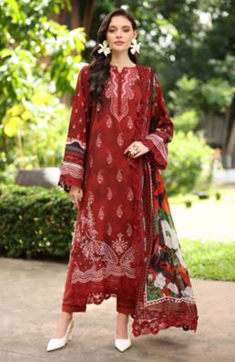 DAILY DELIGHTS NUREH DD-18 Embroidered slub linen viscose collection with bamber chiffon dupatta
