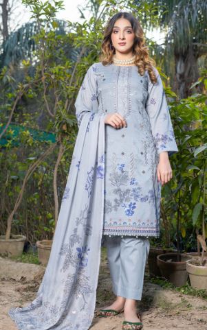 Lawn Embroidery suit with fancy Dupatta