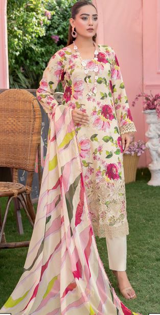 LAMHAY RA 02 Lawn Embroidery Suit With Crinkle Dupatta