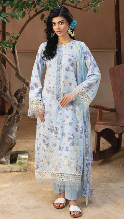 ZAIBA HUMDUM D-02 Print +Embroidered karandi shirt with Printed  Chiffon dupatta