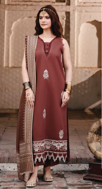 ONORA HUMDUM 03 Premium Embroidered KHADDAR Collection with Heavy Printed JACQUARD Shawl