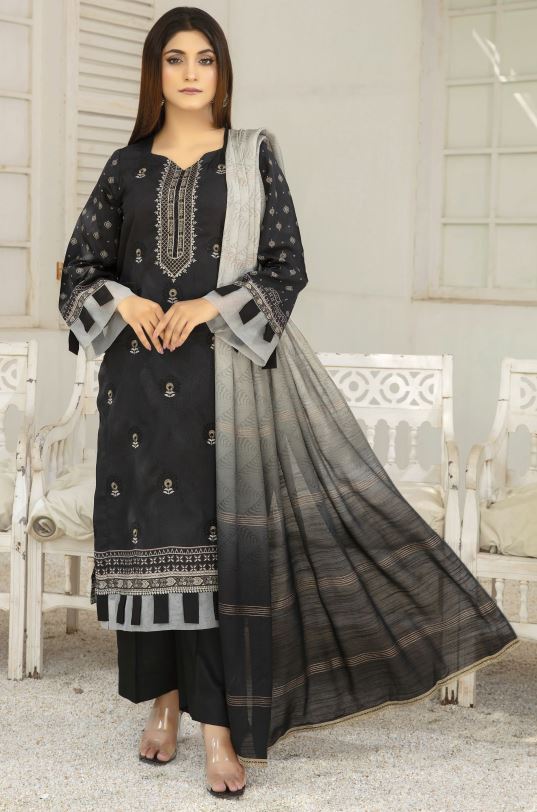 Digital Viscose embroidery suit with diamond dupatta