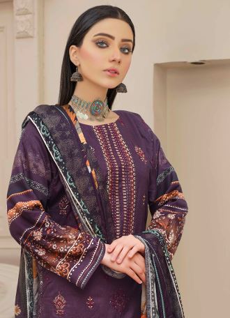 BLOSSOM V/2 01 Viscose embroidery suit with viscose print dupatta