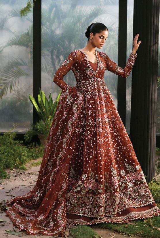 LA FUCHSIA AFROZEH SHALE ALF-25-V1-02 EMBROIDERED ORGANZA SUIT WITH EMBROIDERED DUPATTA
