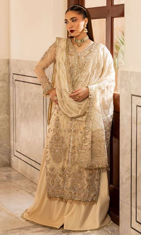 AYLIN DAISY HAND EMBELLISHED ORGANZA SUIT WITH CHIFFON DUPATTA