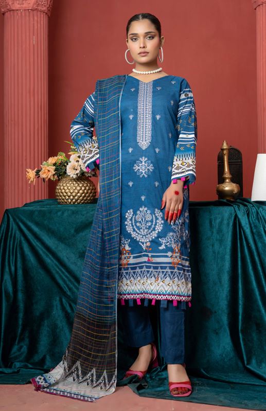 Lawn Embroidery suit with fancy Dupatta