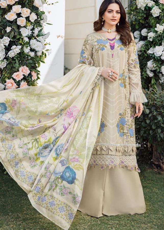 KAHF Luxury Lawn Suit 3pc Unstitched BUTTERCUP