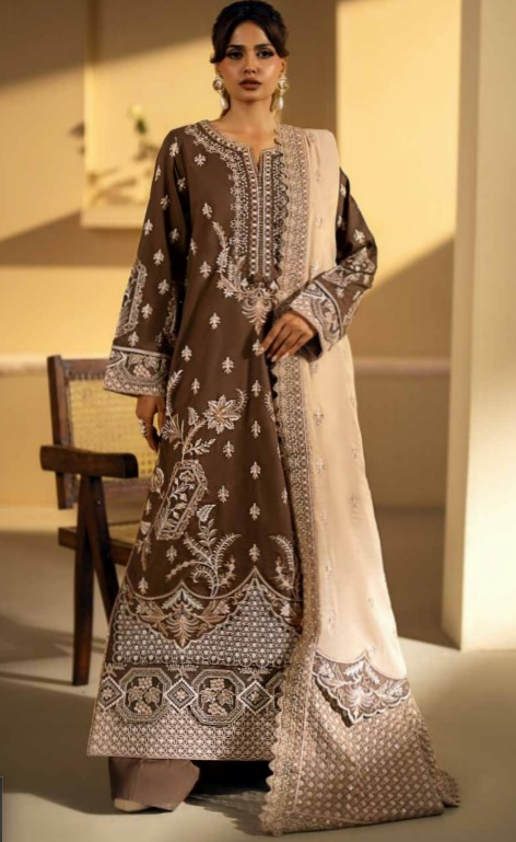 Luxury Lawn embroidery suit with fancy embroidery dupatta