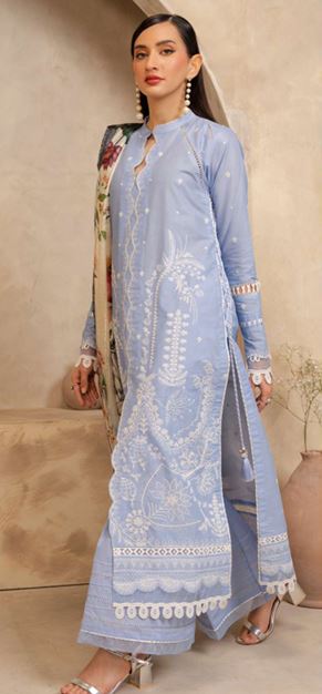 WUS25E30288 Dyed Embroidered Cambric Suit 3 pc