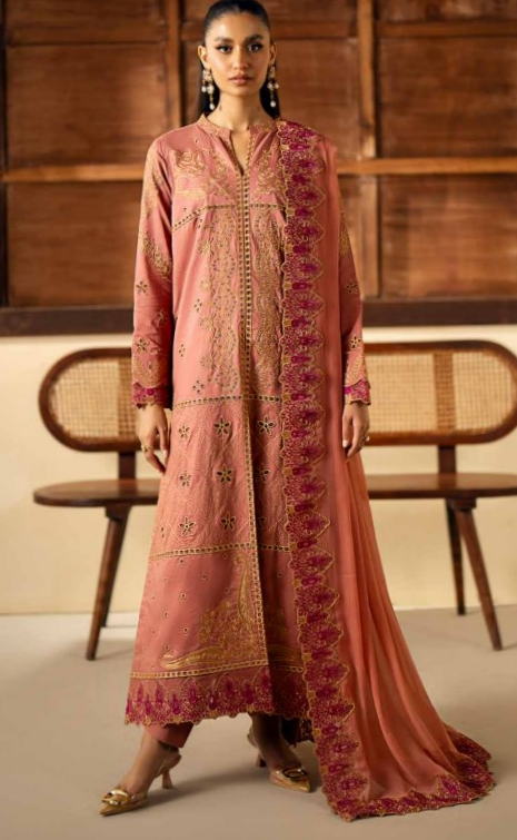 Luxury Lawn embroidery suit with fancy embroidery dupatta